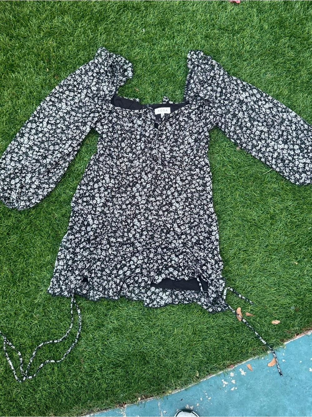 A.C.O.A Black Floral Mini Dress
